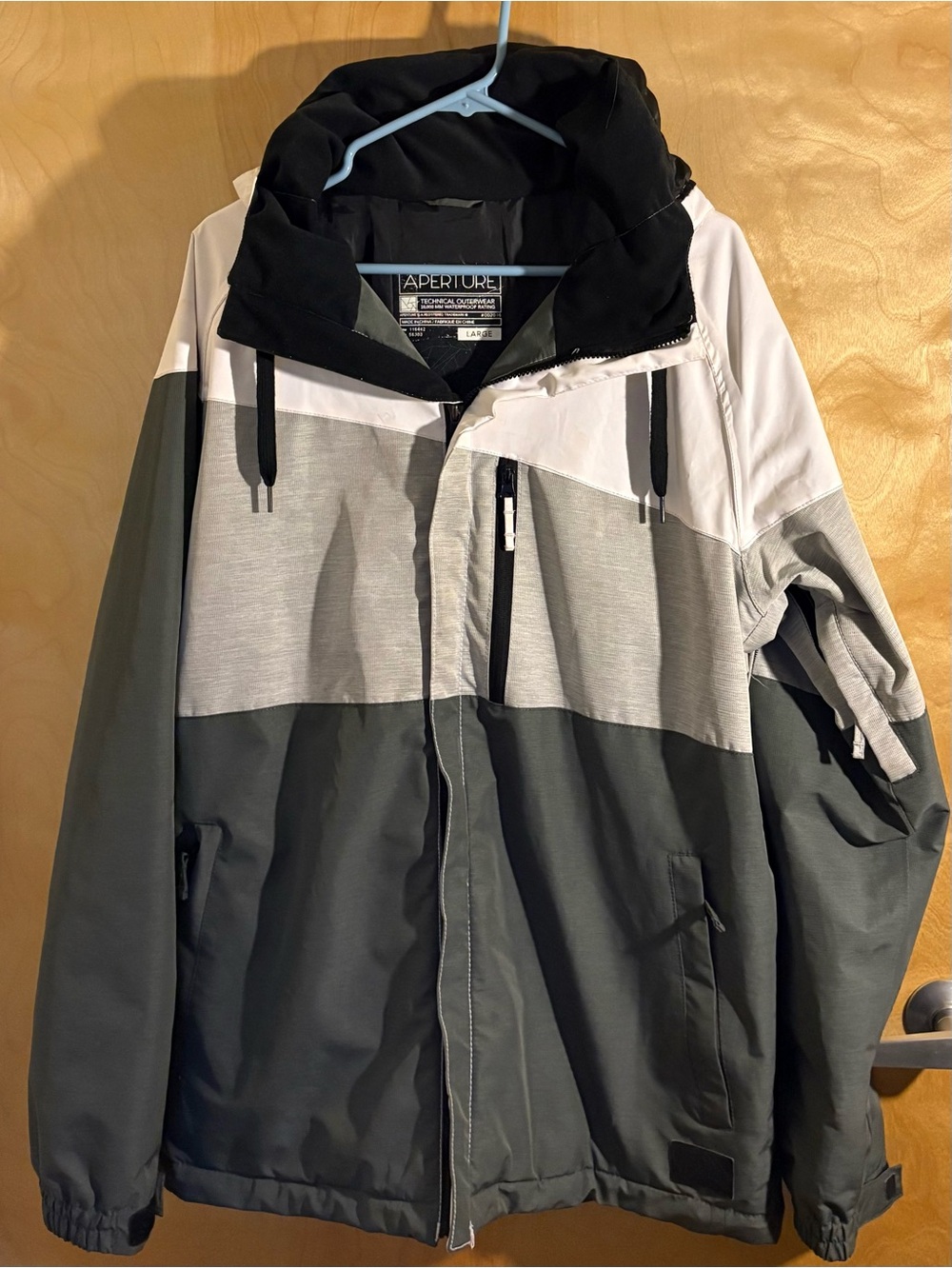 Aperture Men's Colorblock Hooded Ski/Snowboard Jacket - Black, Gray & White